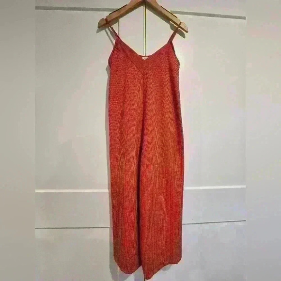 Eyeshadow Coral Pinstriped Jumpsuit - Picture 1 of 12